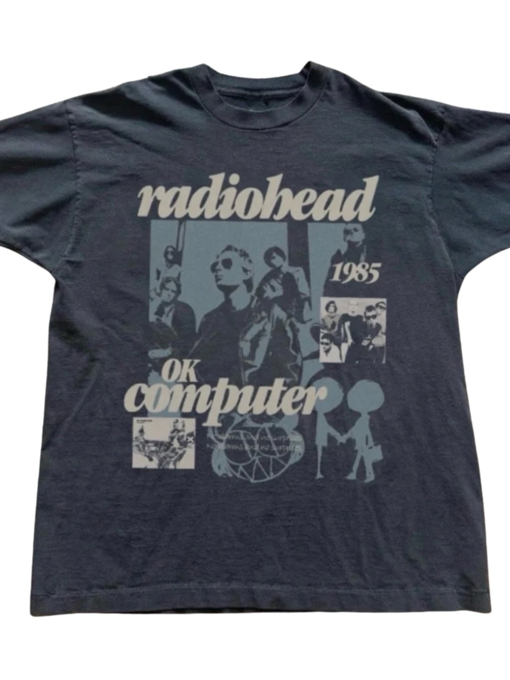 Gildan Radiohead OK Computer Graphic Tee - Black with Light Gray/Blue Print